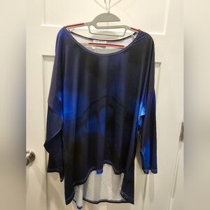 Beyond This Plane NWT Blue Tie-Dye Oversized Tunic Top Women’s 1XL Boho Lounge